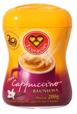 Cappuccino Solúvel Baunilha 3 Corações Pote 200g baunilha