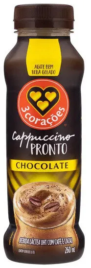 Bebida Láctea Uht Cappuccino Chocolate 3 Corações Frasco 260ml