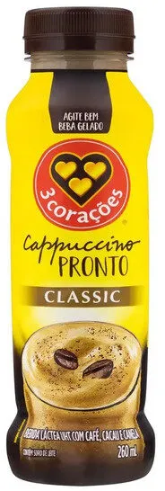 Bebida Láctea Uht Cappuccino Classic 3 Corações Frasco 260ml
