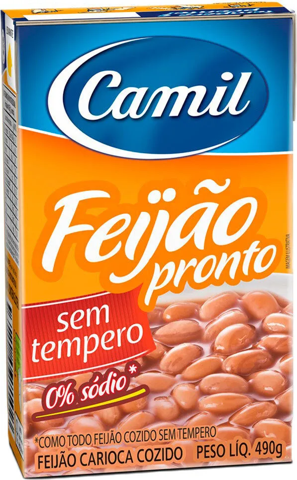 Feijão Carioca Sem Tempero Camil 490G