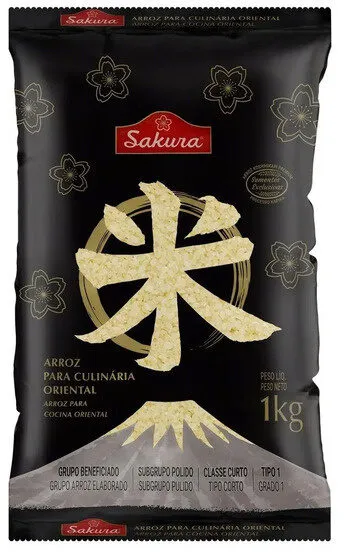 Arroz Tipo 1 Para Culinária Oriental Sakura Premium Pacote 1kg