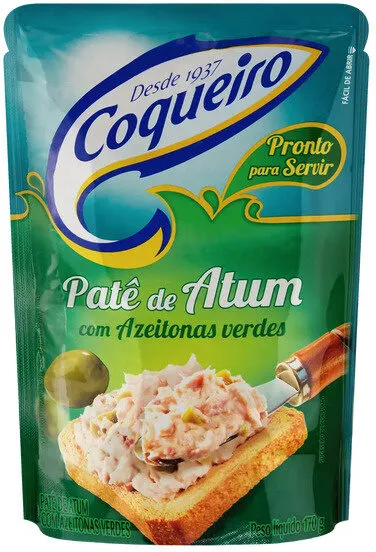 Patê Atum Com Azeitonas Verdes Coqueiro Sachê 170g