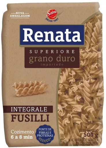 Macarrão De Sêmola De Trigo Grano Duro Integral Fusilli Renata Superiore Pacote 500g