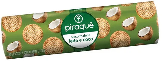 Biscoito Leite Maltado E Coco Piraquê Pacote 160g