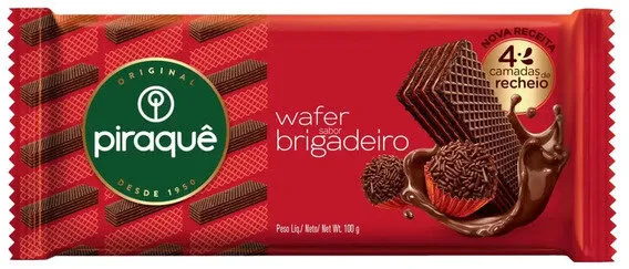 Biscoito Wafer Recheio Brigadeiro Piraquê Pacote 100g
