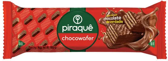 Wafer Recheio E Cobertura Chocolate Piraquê Chocowafer Pacote 100,8g