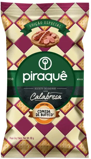 Biscoito Salgadinho Calabresa Piraquê Comida Di Buteco Pacote 90g