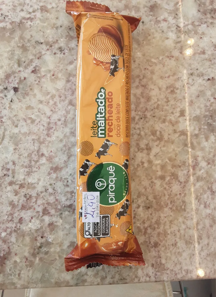 Biscoito Leite Maltado Recheio Doce De Leite Piraquê Pacote 85g