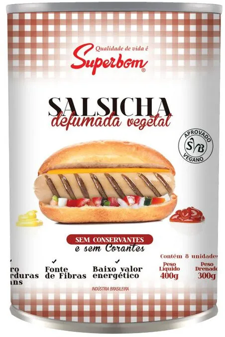 Salsicha Vegetal Defumada Superbom Lata 300g