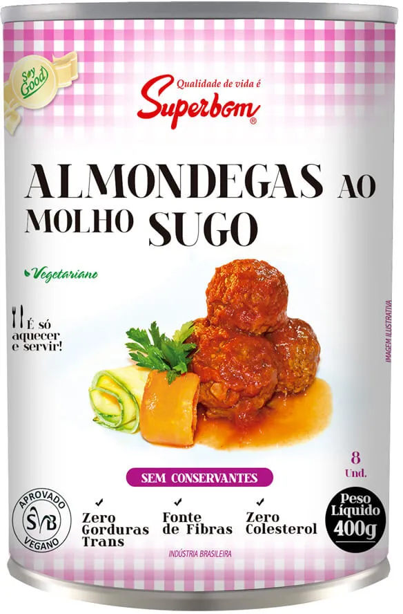 Almôndega Ao Molho Sugo Vegetal Superbom Lata 400g