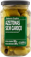 Azeitona Verde Em Conserva Graúda Sem Caroço Sabores Cepêra Vidro 180g