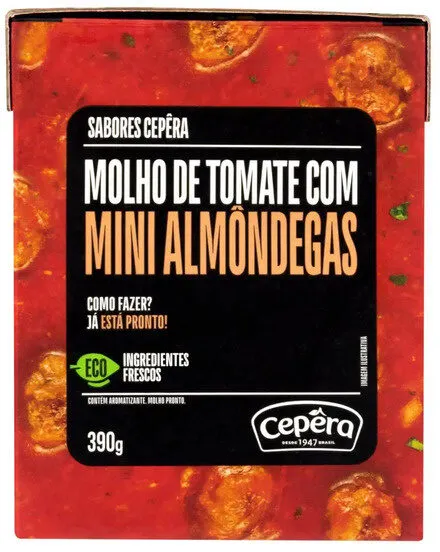Molho De Tomate Com Minialmôndegas Sabores Cepêra Caixa 390g