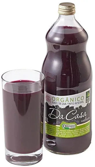 Suco Integral Orgânico Uva Tinto Da Casa Garrafa 1l