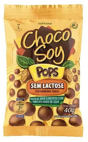 Flocos De Arroz Cobertura Chocolate à Base De Soja Zero Lactose Choco Soy Pops Pacote 40g