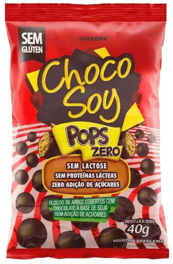 Flocos De Arroz Cobertura Chocolate à Base De Soja Zero Lactose Choco Soy Pops Zero Pacote 40g