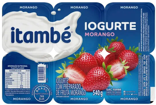 Iogurte Parcialmente Desnatado Morango Itambé Bandeja 540g 6 Unidades