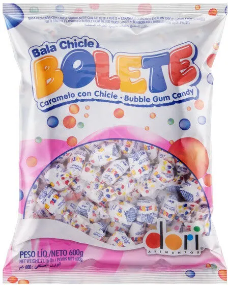Bala Tutti Frutti Com Recheio De Chicle Bolete Pacote 600g