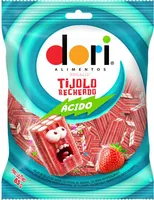 Bala Regaliz ácida Morango E Creme Tijolo Recheado Dori Pacote 85g