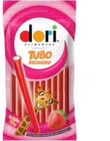 Bala Regaliz Morango Recheio Creme Tubo Dori Pacote 70g