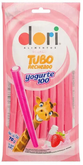 Bala Regaliz Iogurte De Morango Tubo Dori Yogurte100 Pacote 70g