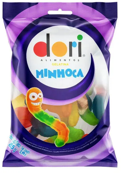 Bala De Gelatina Sortidos De Frutas Minhoca Dori Pacote 85g