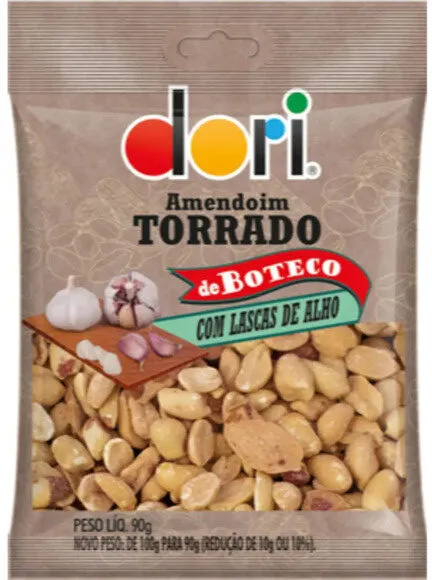 Amendoim Torrado Com Lascas De Alho Dori De Boteco Pacote 90g