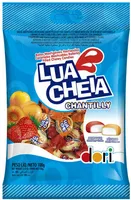 Bala Recheio Morango Ou Pêssego Dori Lua Cheia Chantilly Pacote 100g