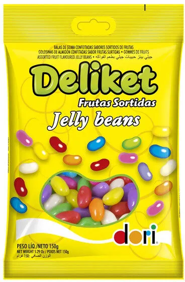 Bala De Goma Frutas Sortidas Jelly Beans Dori Deliket Pacote 150g