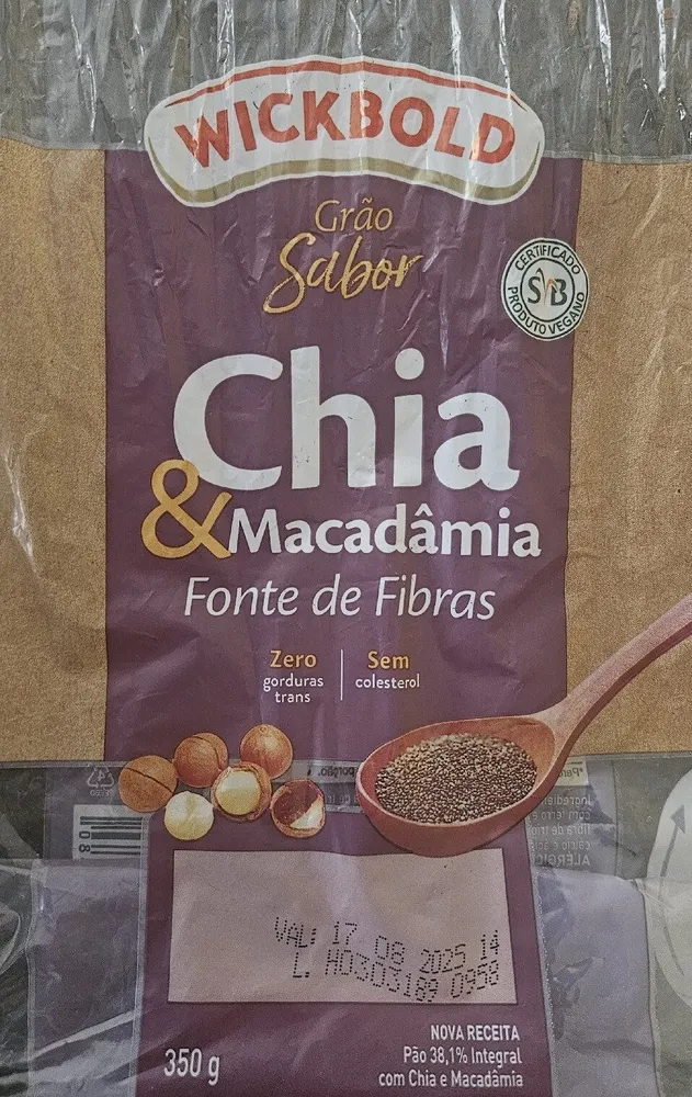 Pão Integral Chia E Macadâmia Wickbold Grão Sabor Pacote 400g