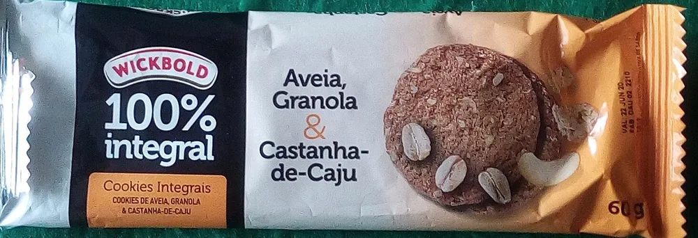 Cookies Integrais Aveia, Granola & Castanha-de-Caju