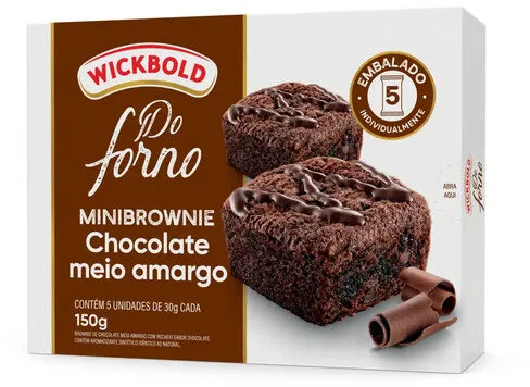 Pack Minibrownie Chocolate Meio Amargo Recheio Chocolate Wickbold Do Forno Caixa 150g 5 Unidades