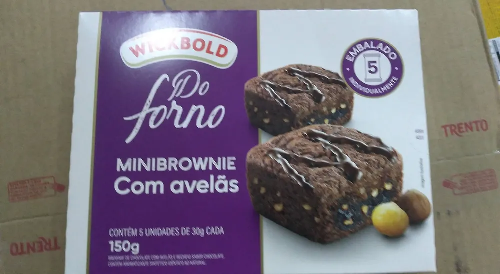 Pack Minibrownie Chocolate Com Avelãs Recheio Chocolate Wickbold Do Forno Caixa 150g 5 Unidades