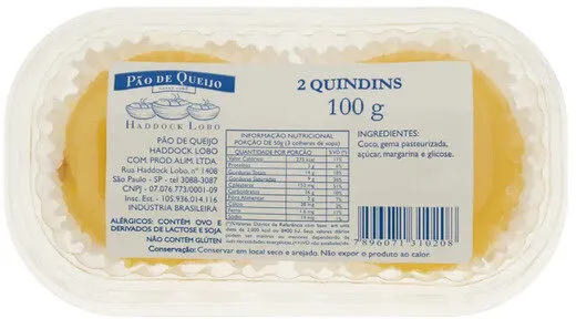 Quindim Pão De Queijo Bandeja 100g 2 Unidades