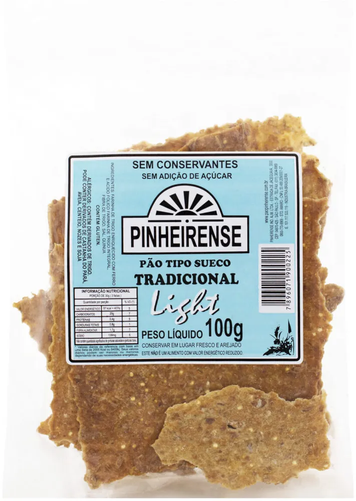 Pão Sueco Tradicional Light Pinheirense Pacote 100g