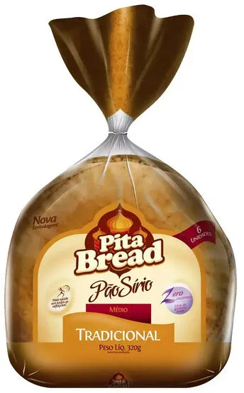 Pão Sírio Médio Tradicional Pita Bread Pacote 320g