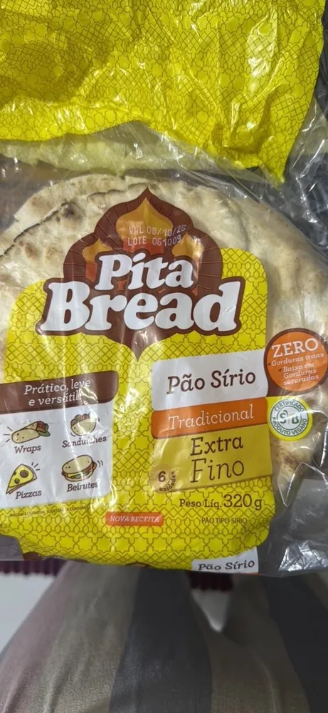 Pão Sírio Extrafino Tradicional Pita Bread Pacote 320g