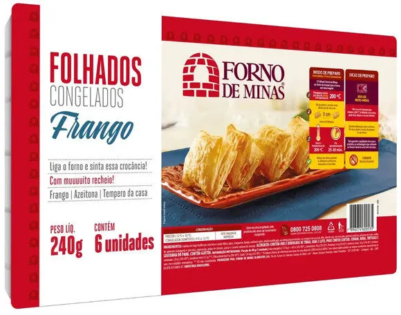 Folhado Congelado Frango Forno De Minas Bandeja 240g 6 Unidades