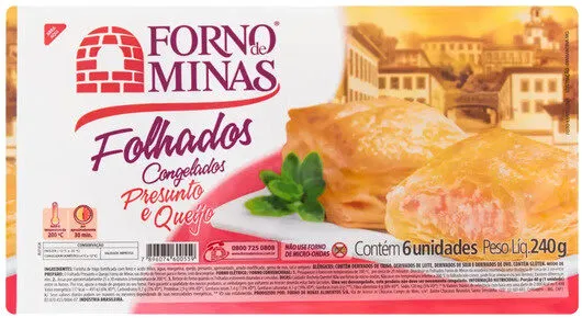 Folhado Congelado Presunto E Queijo Forno De Minas Bandeja 240g 6 Unidades