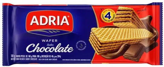 Biscoito Wafer Recheio Chocolate Adria Pacote 100g