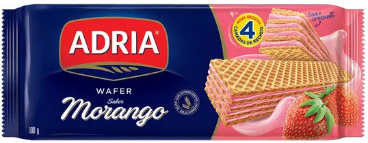 Biscoito Wafer Recheio Morango Adria Pacote 100g