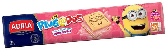 Biscoito Leite Recheio Morango Meu Malvado Favorito Adria Plugados Pacote 130g