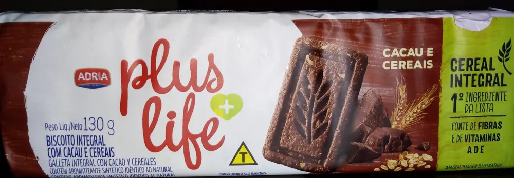 Biscoito integral com cacau e cereais