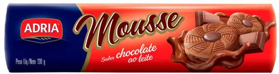 Biscoito Recheio Chocolate Ao Leite Adria Mousse Pacote 130g