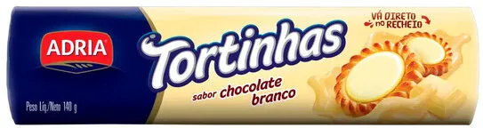 Biscoito Recheio Chocolate Branco Adria Tortinhas Pacote 140g