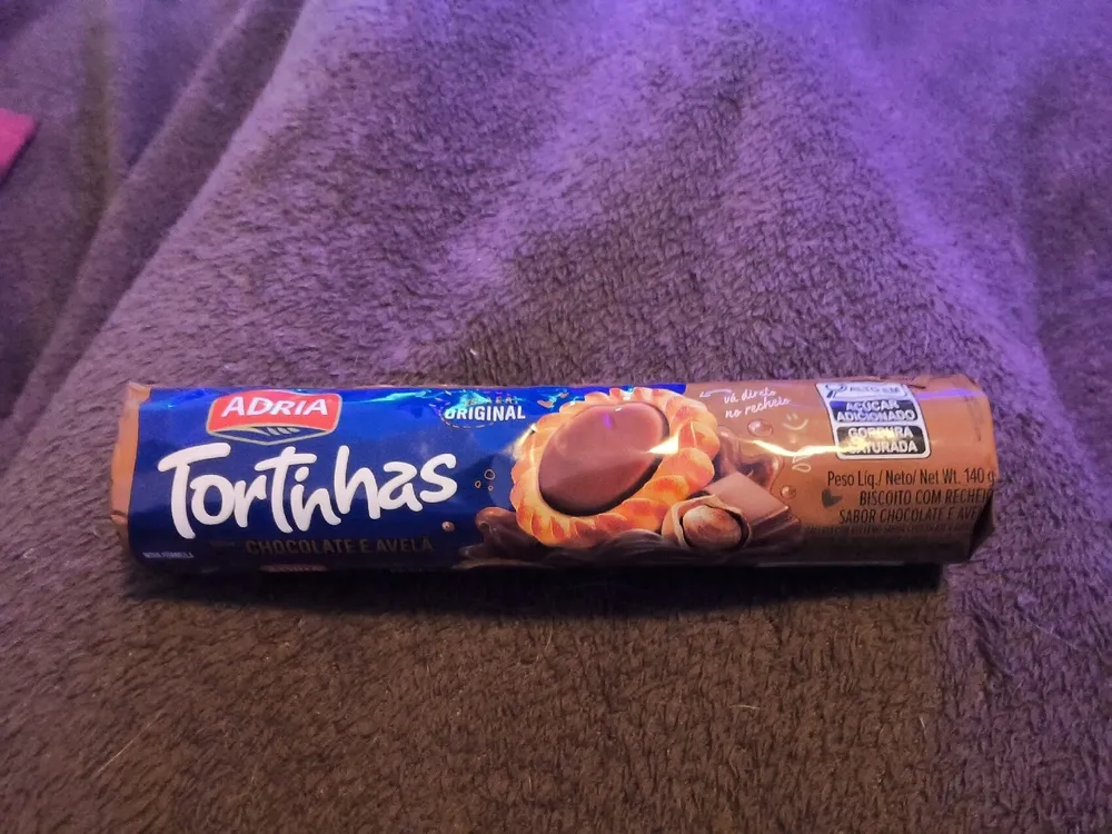 Biscoito Recheio Chocolate E Avelã Adria Tortinhas Pacote 140g