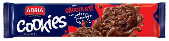Biscoito Cookie Chocolate Com Gotas De Chocolate Adria Pacote 80g