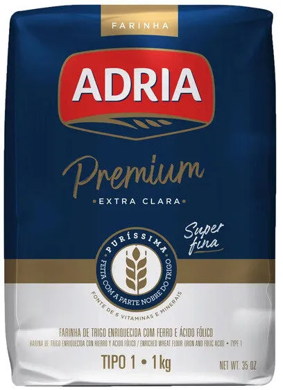 Farinha De Trigo Tipo 1 Extra Clara Adria Premium Pacote 1kg