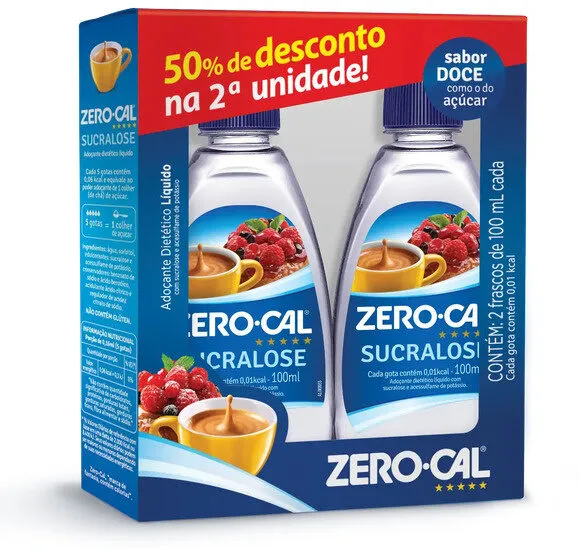 Pack Adoçante Líquido Sucralose Zero Cal Frasco 200ml 2 Unidades Grátis 50 Desconto Na Segunda Unidade