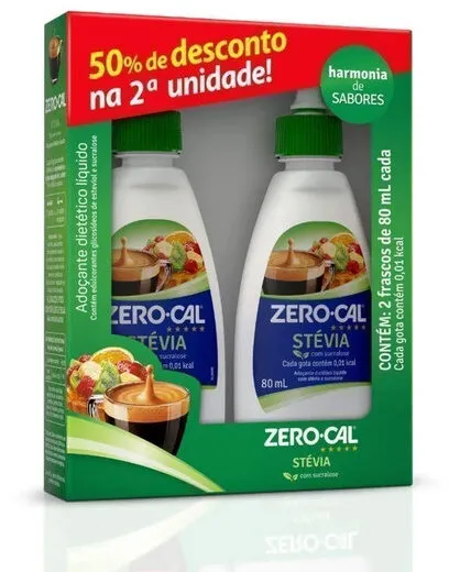 Pack Adoçante Líquido Stevia Com Sucralose Zero Cal Caixa 160ml 2 Unidades Grátis 50 De Desconto Na 2 Unidade