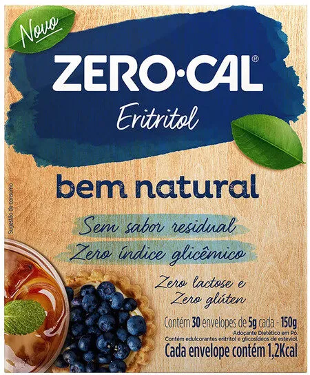Adoçante Em Pó Eritritol Zero Lactose Zero Cal Caixa 150g 30 Unidades